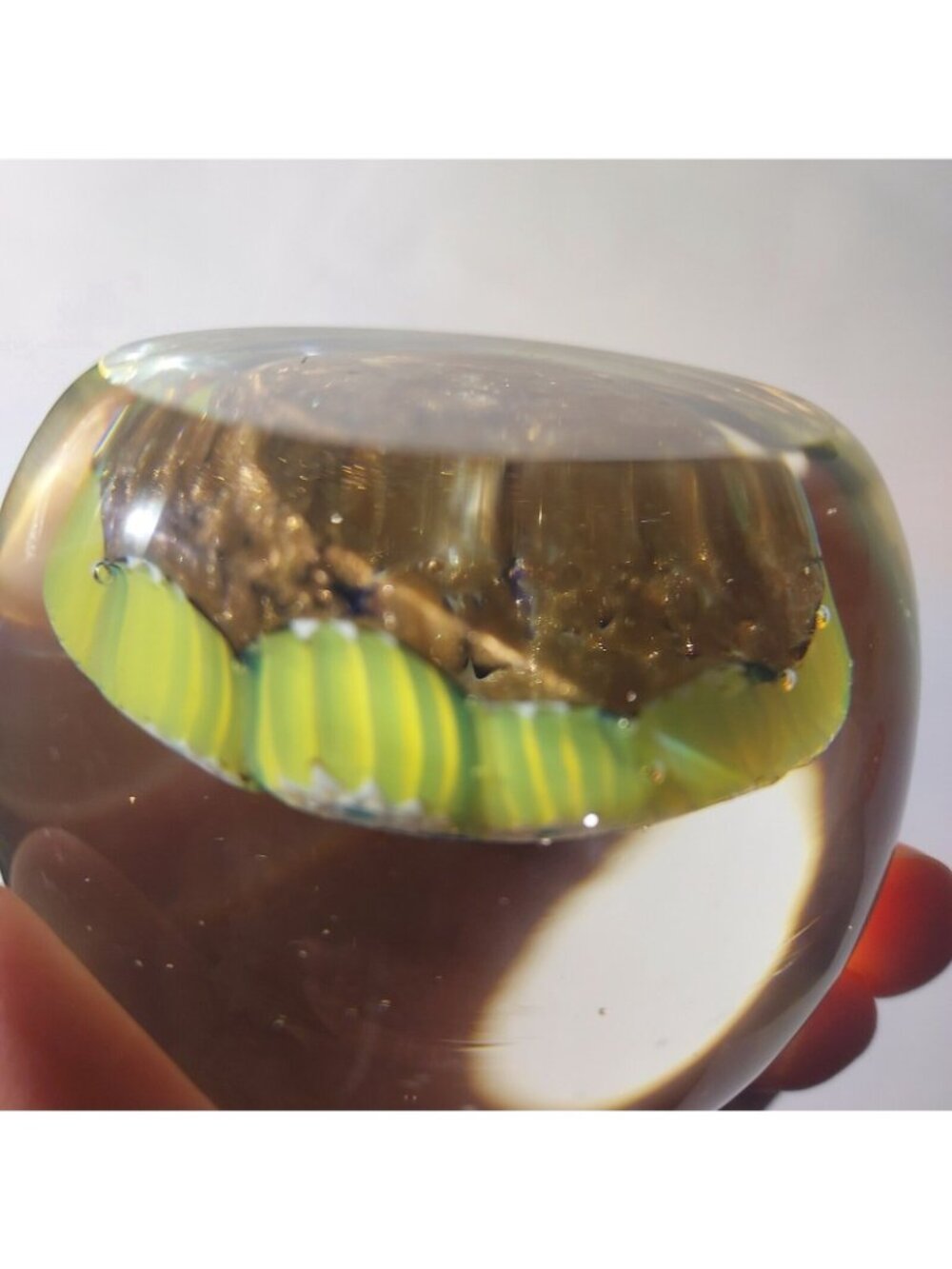 Paperweight Egg Shaped Millefiori Canes Yellow Cobalt Red Gold Flecking 2"Tall - Picture 6 of 16